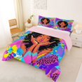 thumbnail image 2 of Castle Fairy Black Girl Full Size Comforter Sets 3-Piece,Memphis Leopard Pattern Bedding Comforter Set,Pink Blue,Grey Reversible,1 Comforter and 2 Pillowcases, 2 of 6