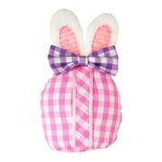 Way to Celebrate Easter Gingham Egg with Bunny Ears Tabletop Decoration, Pink, 6.25"