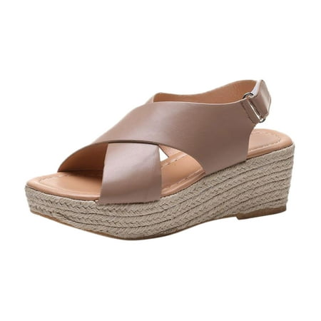 

zuwimk Beach Sandals For Women Women s Elastic Strappy String Thong Ankle Strap Summer Gladiator Sandals Brown