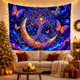 thumbnail image 3 of Crescent Moon With Butterflies and Galaxy Flowers, Dreamy Fantasy Style for Celestial Art Lovers, Galaxy Wall Art, Housewarming Gift, Tapestry Wall Hanging for Bedroom and Dorm, 3 of 7
