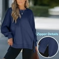 thumbnail image 5 of Women Causal Fleece Jacket Pullover Crewneck Fuzzy Blouse Long Sleeve Oversized Drop Shoulder Warm Thick Fall Winter Sweatshirt, 5 of 9