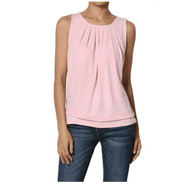 Femmes S2x Manches Plissé O Col Rond Débardeur Essentiel Stretch Chemisier