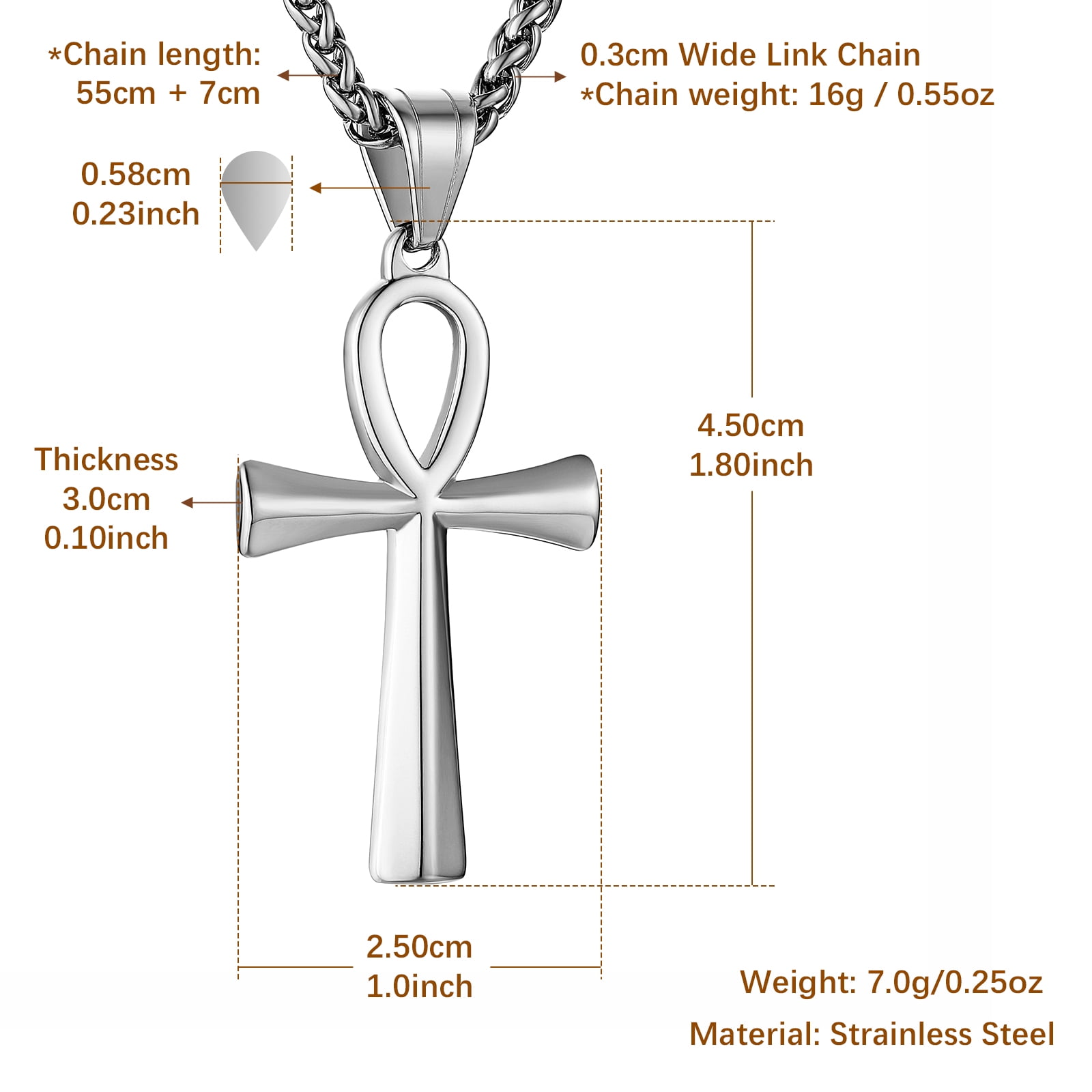Ankh Cross Pendant In Sterling Silver - Foto 2