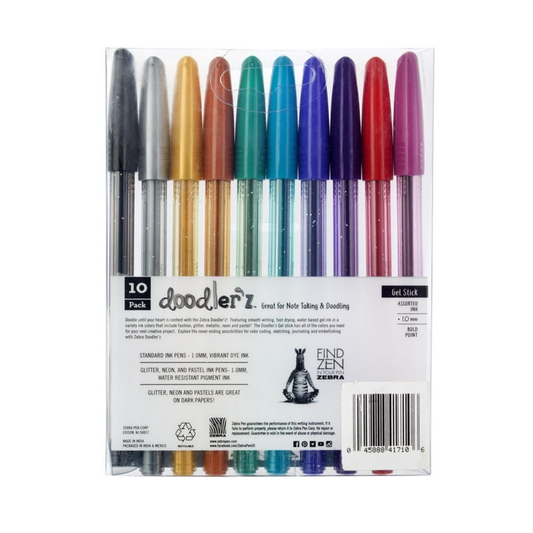 Zebra Pen Doodler'z Gel Stick Pen, Bold Point 1.0mm, Assorted