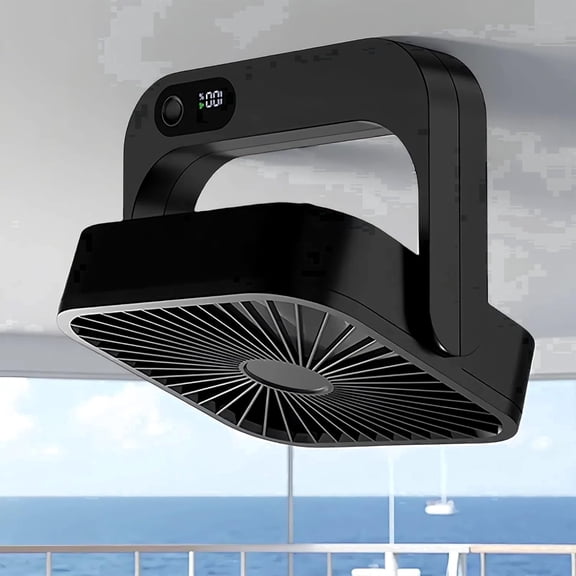 Magnetic Cruise Ship Fan, 5000mAh Battery Operated Portable Fan with 5 Speeds, Magnetically Sticks on Cabin Ceilings and Walls- Black