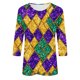 thumbnail image 5 of RKSTN Mardi Gras 3/4 Sleeve T Shirts for Women Top Oversized Crewneck Carnival Mask Print 3/4 Length Sleeve Shirt Womens Casual Round Neck Mask Tuesday Carnival Party Three Quarter Sleeve Tee Shirt, 5 of 5