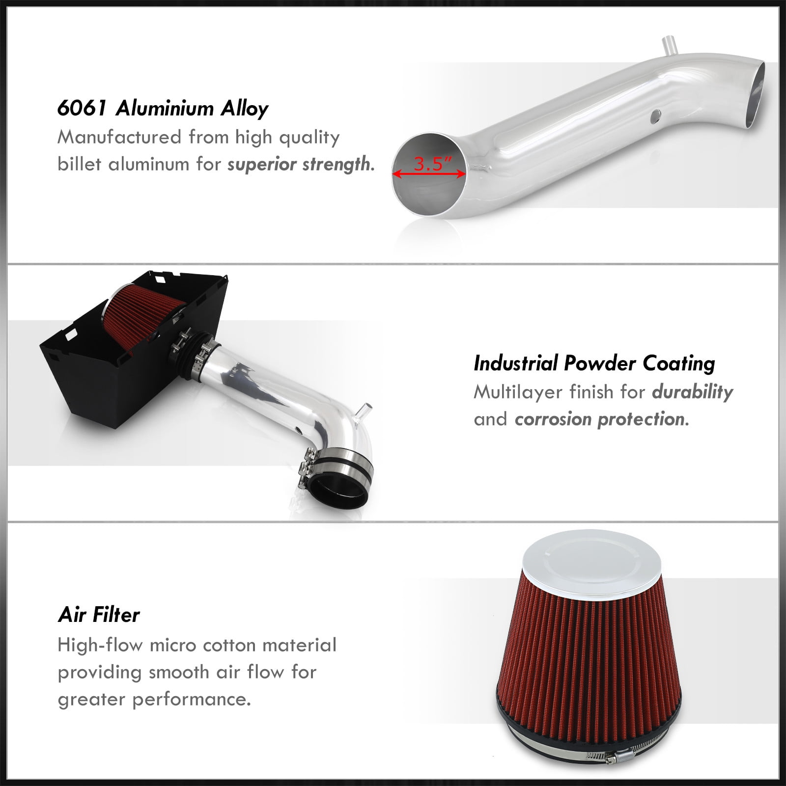 AJP Distributors Cold Air Intake Induction System Polish Aluminum Pipe Heat Shield Compatible/Replacement For Dodge Ram 1500 2500 3500 4.7L 5.7L 2002 2003 2004 2005 2006 2007 2008 02 03 04 05 06 07 08