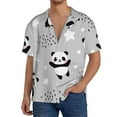 thumbnail image 3 of Wukai Pandas Men's Casual Short-Sleeve Button Down Shirt - Lightweight Summer Dress Shirt for Daily Wear-Large, 3 of 7