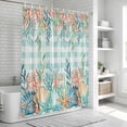 thumbnail image 6 of Summer Coastal Shower Curtain, Waterproof Shower Curtains for Bathroom, Watercolor Corals Shells Starfish Green Plaid Washable Fabric Bathtub Curtain Set Bath Decor with 12 Hooks Long 72"x84", 6 of 8