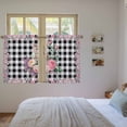 thumbnail image 3 of Easter Bunny Roses Kitchen Curtain for Berdoom Living Room Cafe 45 Inch Length, Pink Floral Spring Black Buffalo Plaid Tiers Curtains Light Filtering Drapes Window Treatment 2 Panels 52"Wx45"L, 3 of 8