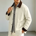 thumbnail image 4 of Mens Corduroy Chore Jacket Lightweight Contrast Point Collar Button Front Casual Coat with Patch Pockets Long Sleeve Fall Outerwear, 4 of 7