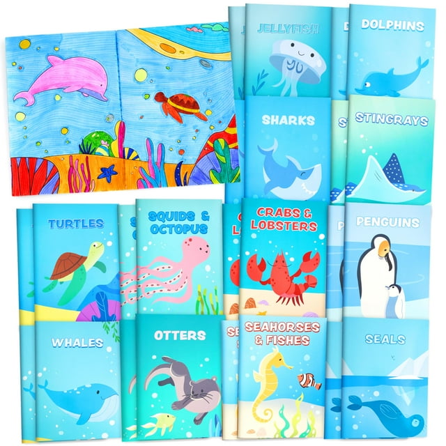 Miniset JOYIN de 24 libros para colorear oceánicos a granel con animales marinos