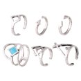 thumbnail image 3 of Beautiful Design Boho Vintage Ring Set, 6 Pieces, Easily Adjustable, Turquoise & Silver, 3 of 3