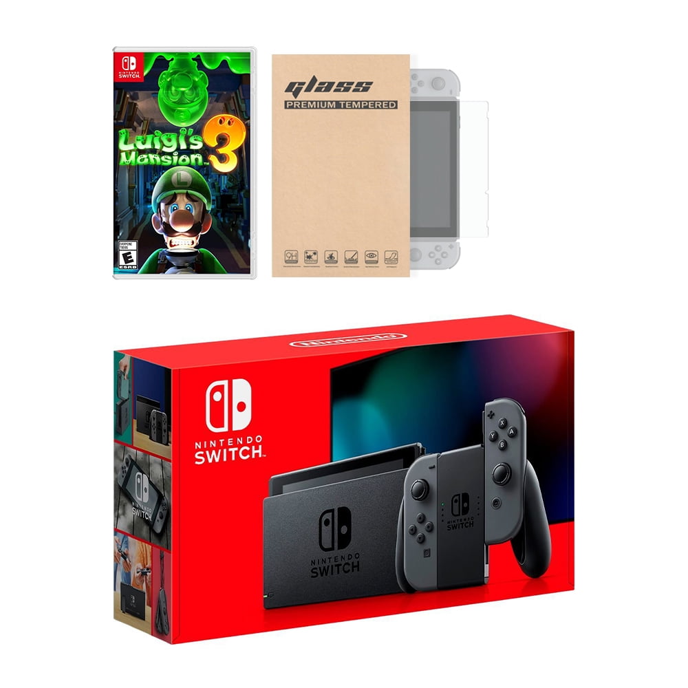 Nintendo Switch Gray JoyCon Console Luigi's Mansion 3 Bundle, with