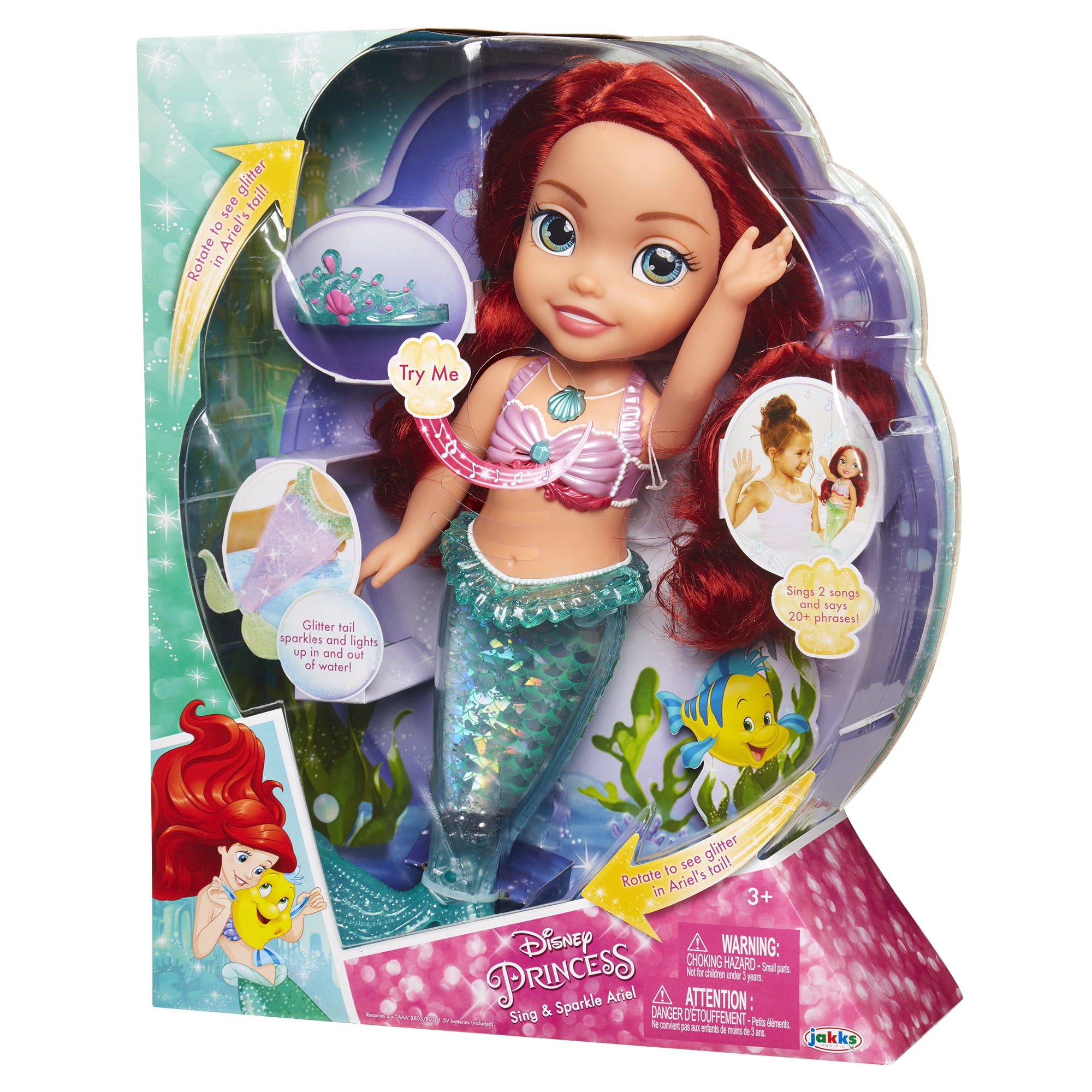 Disney Princess Sing & Sparkle Ariel Toddler Doll Brand New * 