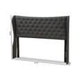 thumbnail image 6 of Baxton Studio Cadence Modern and Contemporary Dark Grey Fabric Button-Tufted Queen Size Winged Headboard, 6 of 6