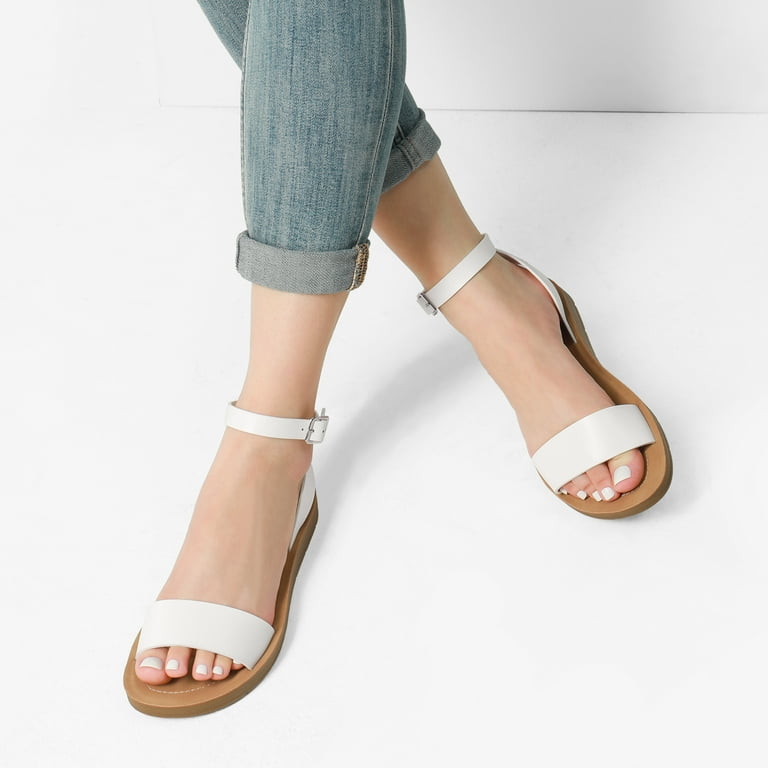 Women s Casual Ankle Strap Buckle Flat Sandals Walmart