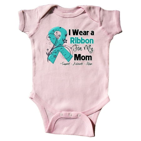 

Inktastic Mom Ovarian Cancer Ribbon Gift Baby Boy or Baby Girl Bodysuit