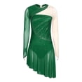 thumbnail image 4 of Aislor Women's Lyrical Dance Long Sleeve Asymmetrical Ballet Skirt Leotard Figure Skating Dress Dark Green XXL, 4 of 7