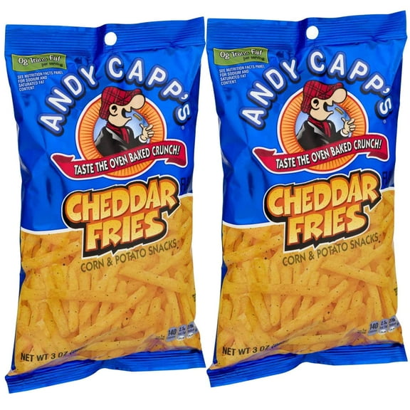 Andy Capp's Cheddar Fries, Flavored Corn And Potato Snack 3 oz (2 Pack)