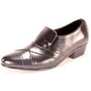 DItalo 6263 Mens BLACK Leather Comfort CUBAN HEEL Slip On Fashion Dress Shoes (Medium (D, M),7,Black)