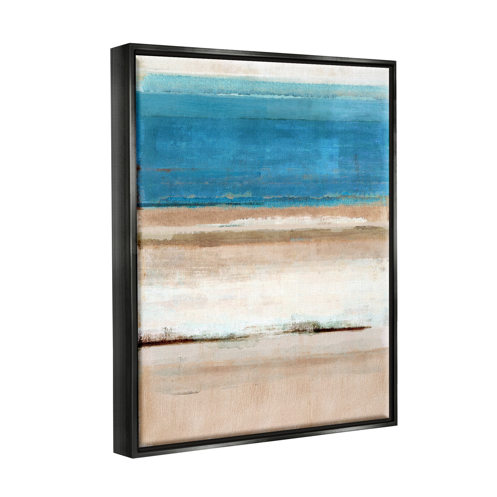 Stupell Industries Abstract Beach Landscape Abstract Painting Black Floater Framed Canvas Art Print Wall Art, 17 x 21