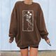 thumbnail image 2 of Sudadera Para Mujer Sudaderas de Otoño Estampado de Calavera Suelto Cuello Redondo Manga Larga Sudadera de Gran Tamaño de Lana Odeerbi ODB171577, 2 of 9