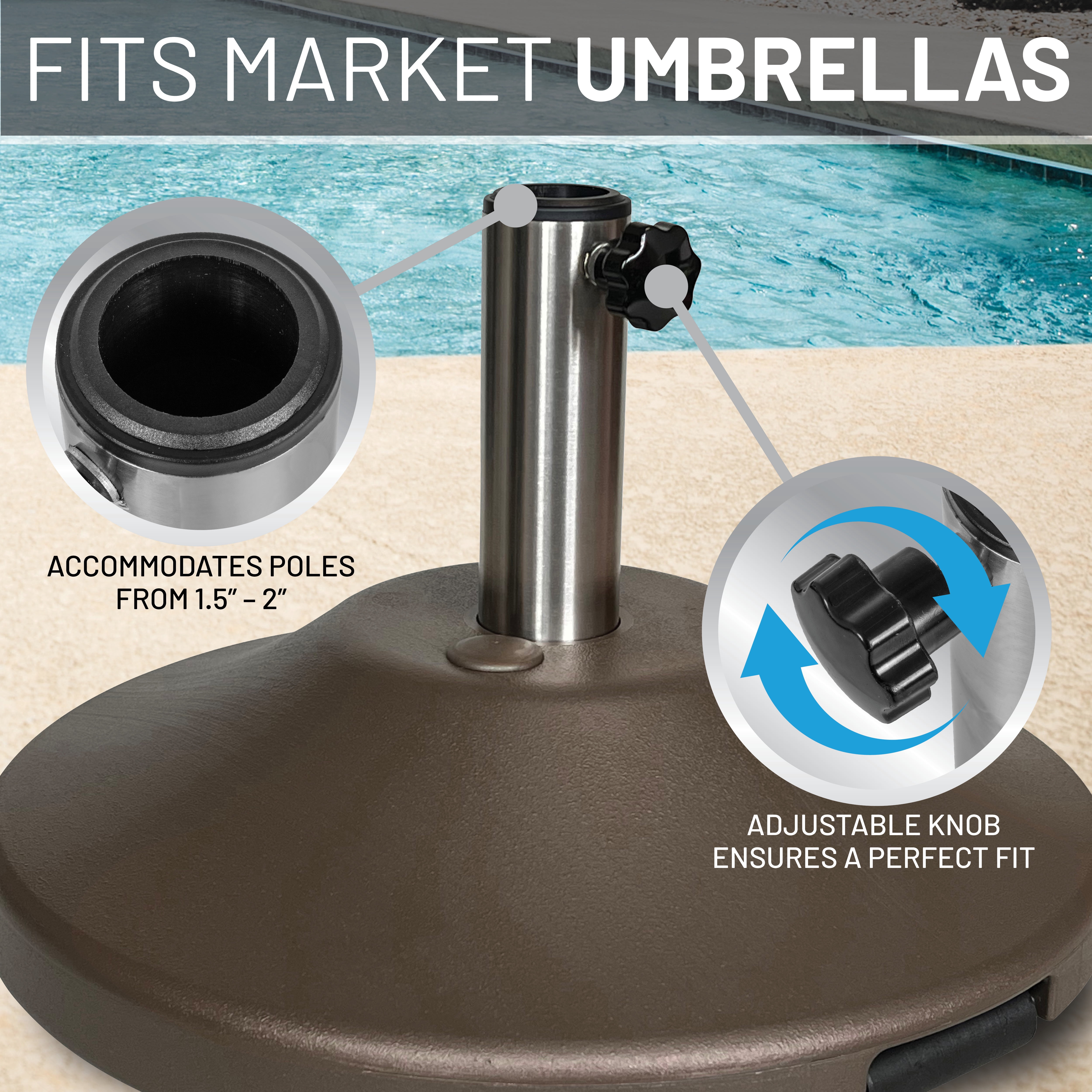 US Weight Premium 50 Pound Prefilled Umbrella Base for Patio Table - Bronze