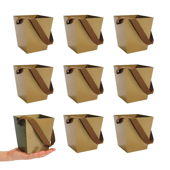 Bulk 24 Pieces Gold Cardboard Buckets with Ribbon Handles