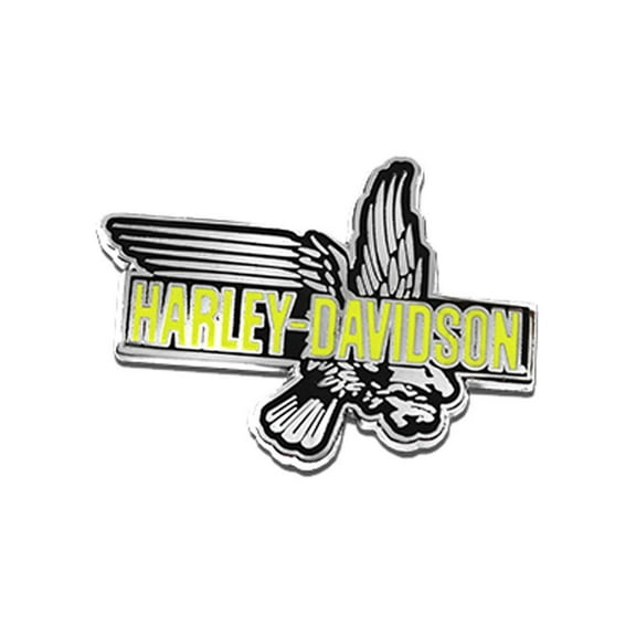Harley-Davidson 1.5 inch. Plunge Eagle H-D Text Metal Pin, Silver Finish, Harley Davidson