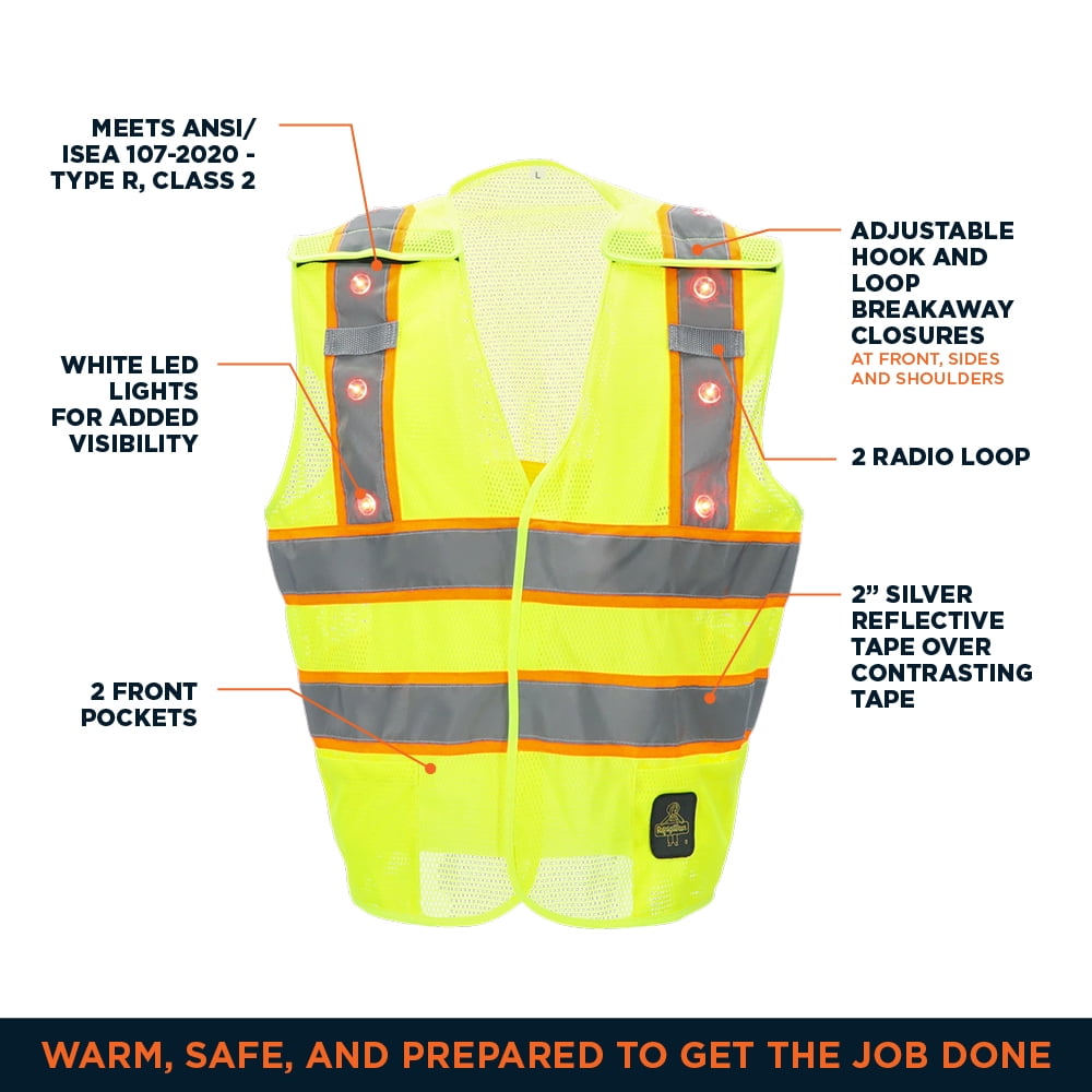 RefrigiWear HiVis Safety Vest with LED Lights