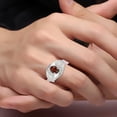 thumbnail image 3 of RYLOS Sterling Silver Ring 8X6MM Oval Gemstone & Diamond Unisex Rings Garnet January Birthstone Ring Size 8, 3 of 7