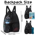 thumbnail image 2 of Bocaoying Mesh Drawstring Swim Backpack, Quick-Dry Sand-Free Beach Bag, Lightweight Gym Sack with Pockets, Black, 2 of 7