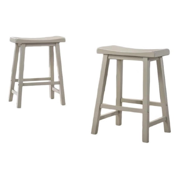 Benjara 24" Ergonomic Counter Height Stool (Set of 2)- Curved Saddle Seat- Gray