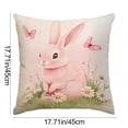thumbnail image 3 of Uutvery Easter Bunny Pillowcase, 45x45cm Washable Polyester Cushion Cover, Holiday Decor for Sofa Bedroom Living Room, Spring Home Textiles, 17.7x17.7 Inches, 3 of 8