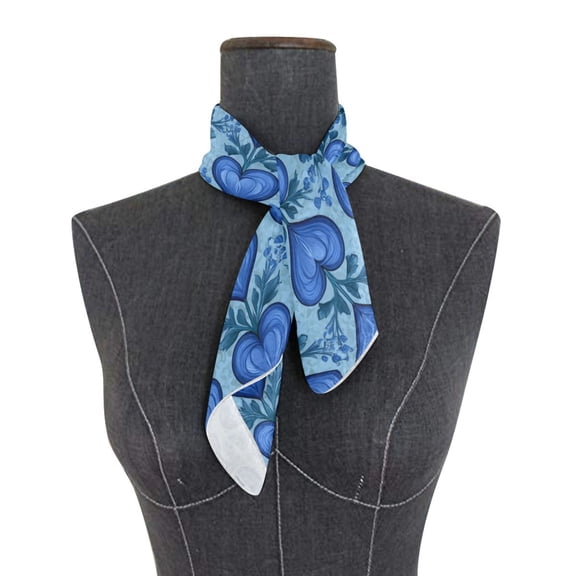 Square Scarf 24x24 Inch Blue Growing Hearts Pattern Silky Satin Sun Protection Neck Scarf for Women Multi-Purpose Head Wrap Bandana for Hair Bag Decoration