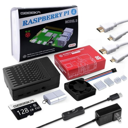 52Pi Raspberry Pi 4 8GB Starter Kit - 128GB Edition, Raspberry Pi 4 Case with PWM Fan, Raspberry Pi 18W 5V 3.6A Power Supply with ON/Off Switch, HDMI Cables for Raspberry Pi 4B (8GB RAM)
