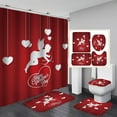 Valentine's Day 4 Pieces Shower Curtain Set With Rugs Shower Curtain