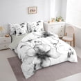 thumbnail image 3 of jejeloiu Gray Flower Floral 7pcs Bedding Comforter Set,Modern Aesthetic Art Queen Bedding Sets,Rustic Plant Queen Sheet Sets For Men Women,Breathable Home Decor Reversible, 3 of 8