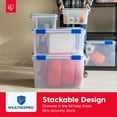 thumbnail image 6 of WeatherPro 16 Qt Storage Bins with Lids, 3 Pack,  Plastic Gasket Box with Tight Latch and Seal, Stackable Nestable Tote Tub - /Blue, 6 of 8