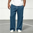 thumbnail image 2 of ShomPort Men's Sweatpants with Flap Pockets Fleece Cargo Pants Workout Wide Leg Open Bottom Casual Joggers, 2 of 7