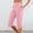 Pink, variant on Yghzkop Women's Elastic Waist Capris Pants Solid Color Sport Casual with Side Pockets