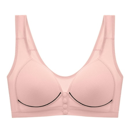 Elabch Women s Front Closure Plus Size Everyday Bras Wireless Bra Full Cup Lift Bras for Women No Underwire Shaping Front Button Bra Hot Pink L
