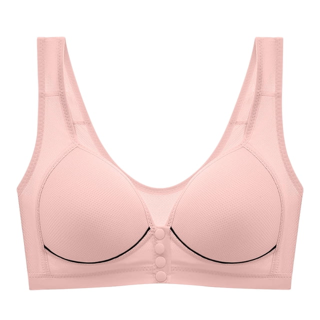 Yuyuzo Front Snap Closure Bras for Women Wide Strap V Neck Button Bras Full Coverage Comfort Bras