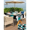 thumbnail image 5 of Outdoor Tablecloth with Umbrella Hole for Patio/Picnic/Party/Camping, Modern Turquoise Grey Waterproof Table Cloth Rectangle Table Cover Washable, Abstract Geometric Color Blocks (60"x 84"), 5 of 8