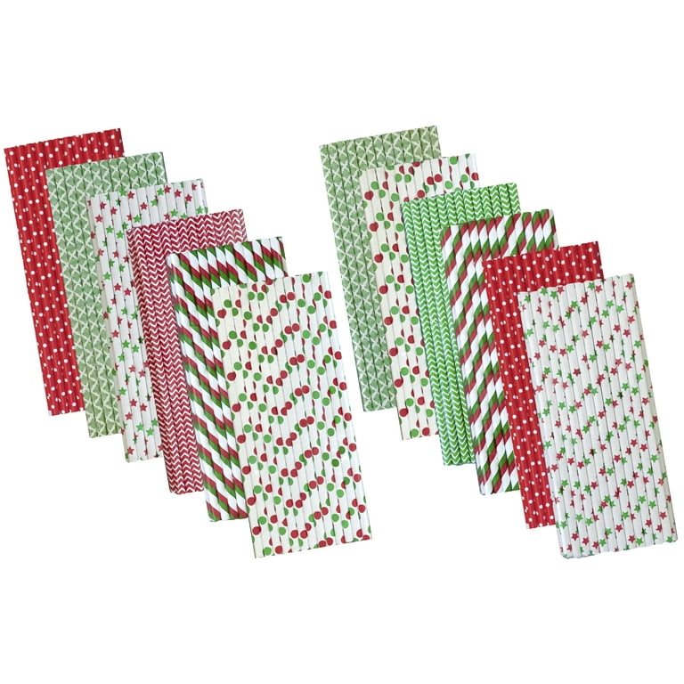 MR. GRINCH Paper Straws, Multipack, Christmas Straws, Chevron