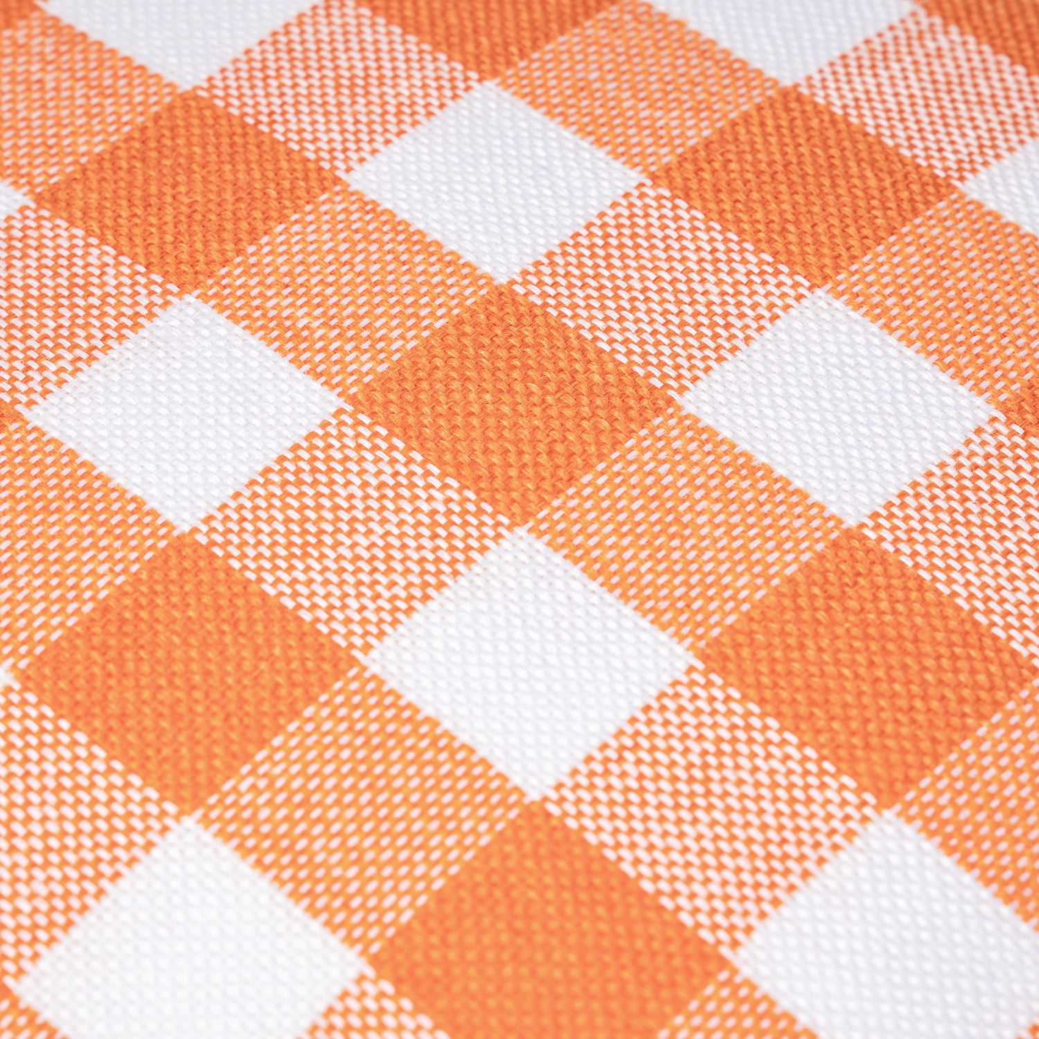 Phantoscope Gingham Checker Plaid Farmhouse Summer Square Decorative Throw Pillow for Couch, 18" x 18", Orange/White, 2 Pack