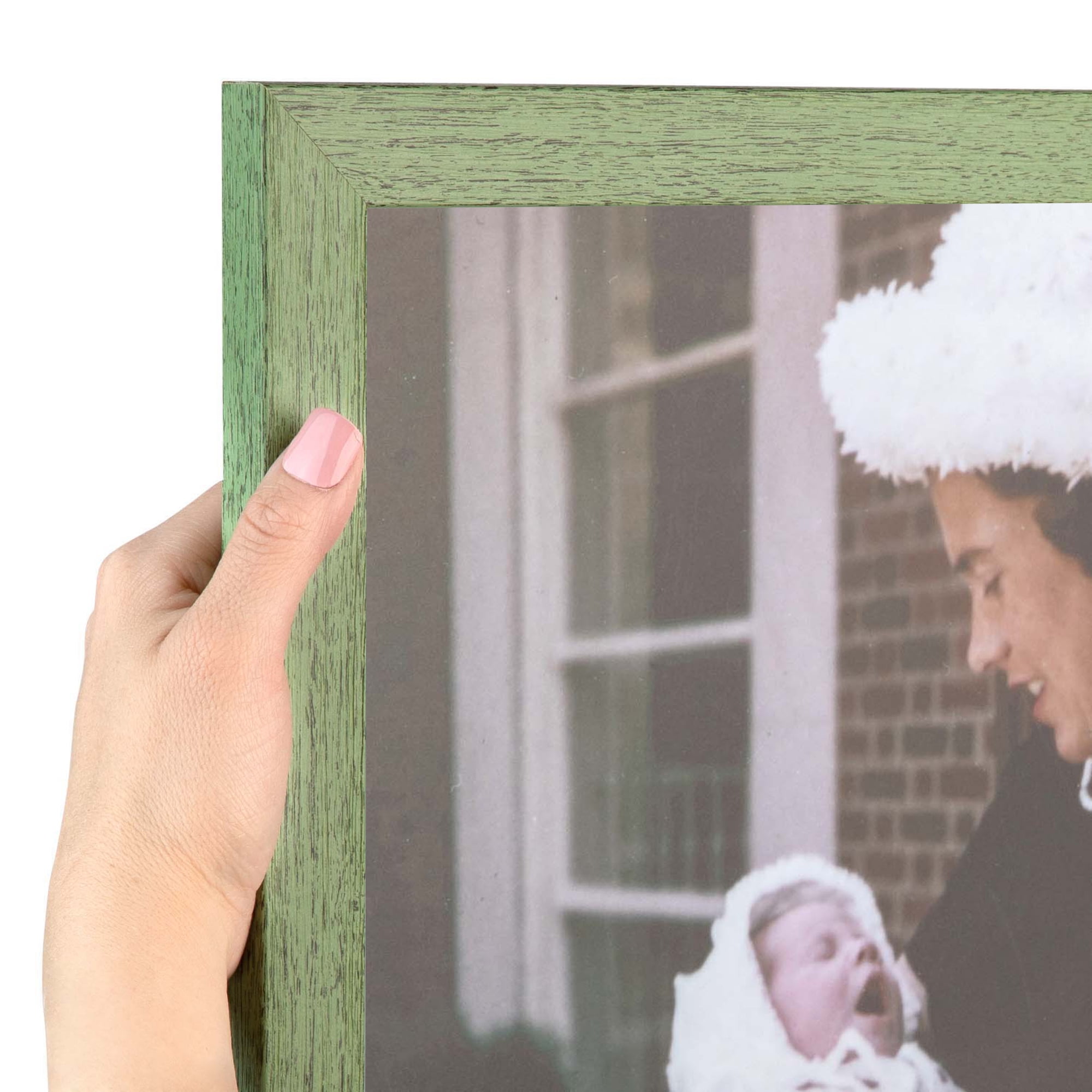ArtToFrames 14x19 inch Distressed Green Picture Frame, Green Wood