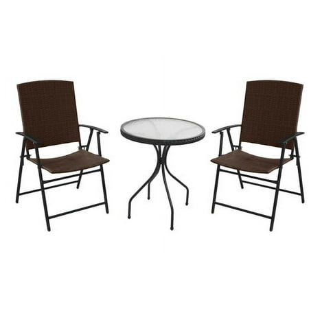 AZ Patio Heaters Three Piece Patio Set in Dark Brown Wicker