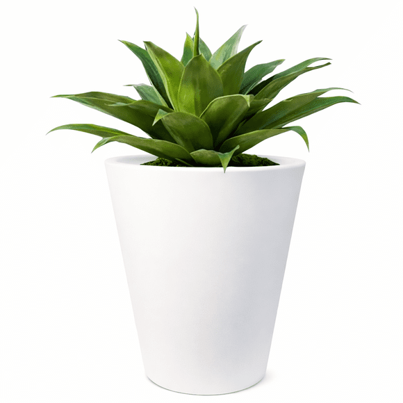 Maceta Grande Cónica Elly Decor Blanca 46 x 56 cm con Drenaje para Interior y Exterior